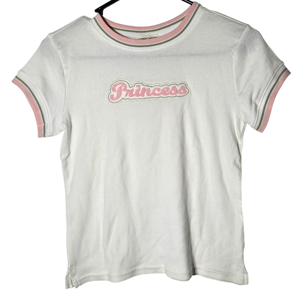 Vintage Girls 2001 Cherokee Princess Chenille Patch Baby Tee Large NWT Y2K Retro